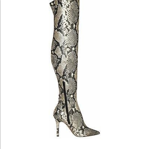 ALDO Thadonna Over-the-Knee Snakeprint High Heel Boots - Size 5 / 35 - Picture 1 of 3